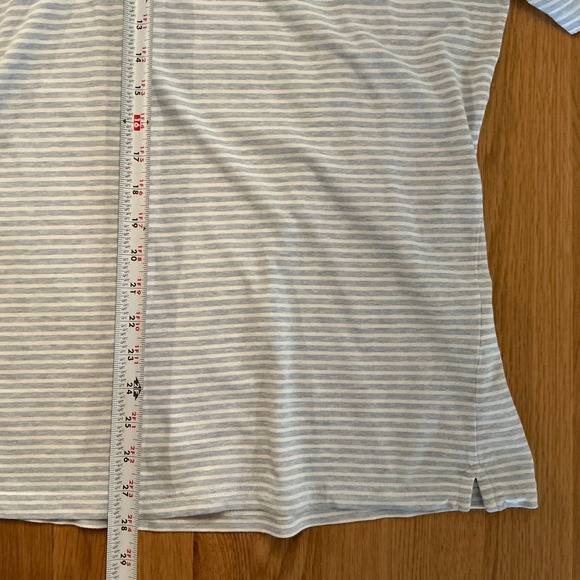 Peter Millar Collection Polo Shirt Men's Large Blue White Stripe Cotton Linen - Picture 7 of 7